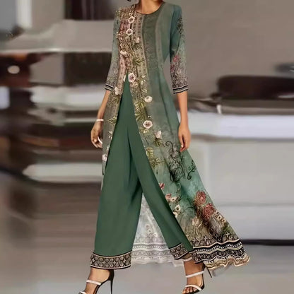 Dames élégant combinaison avec surcouche floral et jambe large Chic und Stil