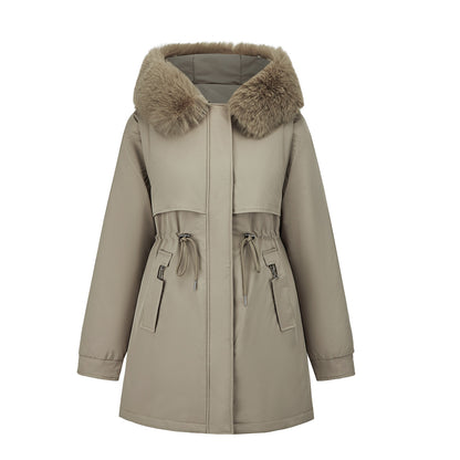 Functional jacket for women with removable faux fur collar and drawstring waist Chic und Stil