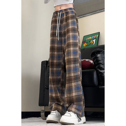 Loose plaid harem pants for women with elastic waistband and side drawstring Chic and Style