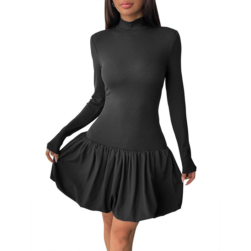 Robe ajustée pour femmes avec col montant et jupe volumineuse Chic und Stil