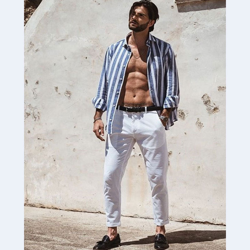 Chemises en lin décontractées pour hommes Chic und Stil