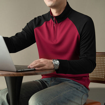 Functional long-sleeved shirt for men with a stand collar and innovative zip opening Chic and Style