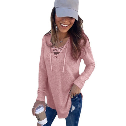 Chemise à manches longues pour femmes avec décolleté profond et lacets Chic und Stil