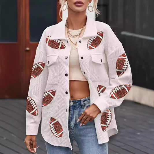Veste oversized pour femmes avec design de football et poches pratiques Chic und Stil