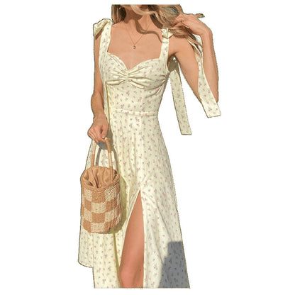 Robe maxi à fente haute florale pour femmes Chic und Stil