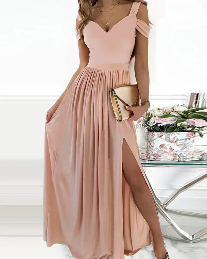 Robe maxi pour femmes avec décolleté charmant et fente asymétrique Chic und Stil