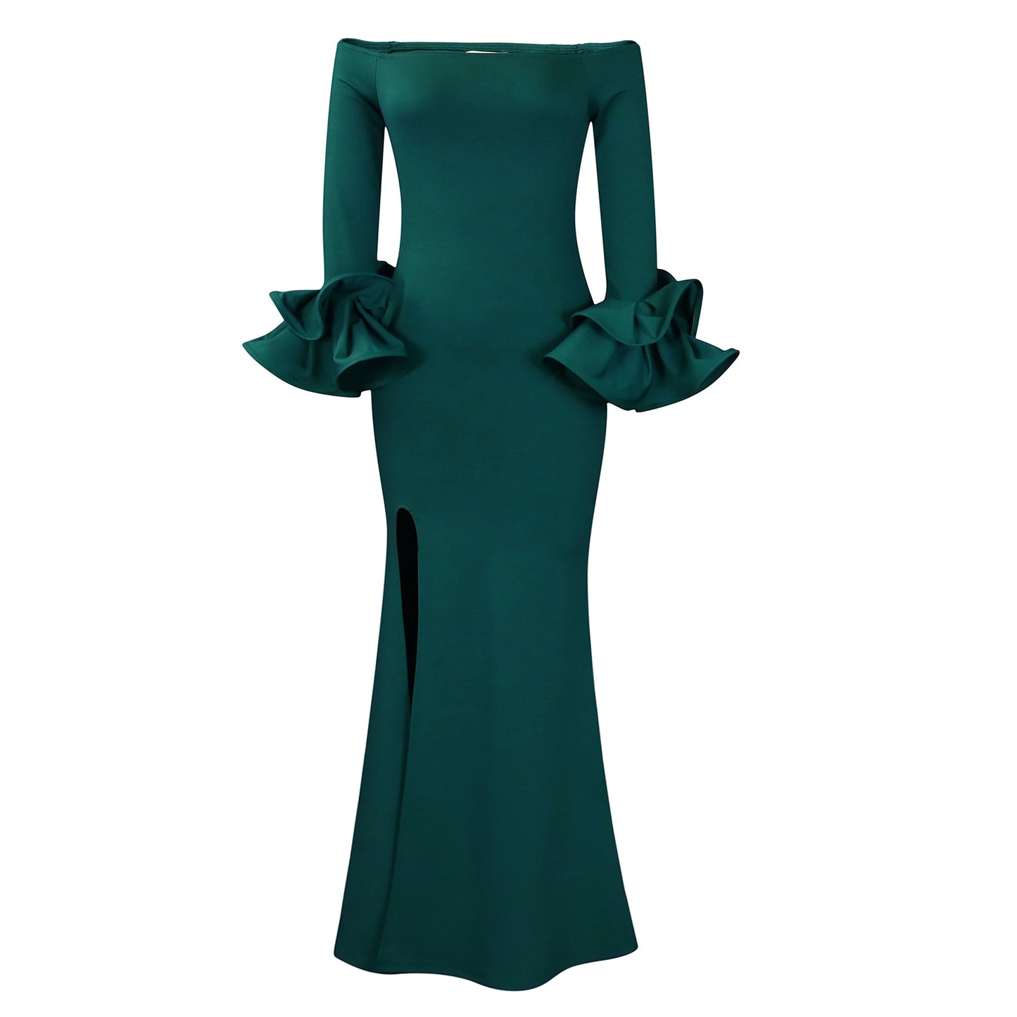 Robe de soirée élégante pour dames avec des volants dramatiques et une fente latérale Chic und Stil