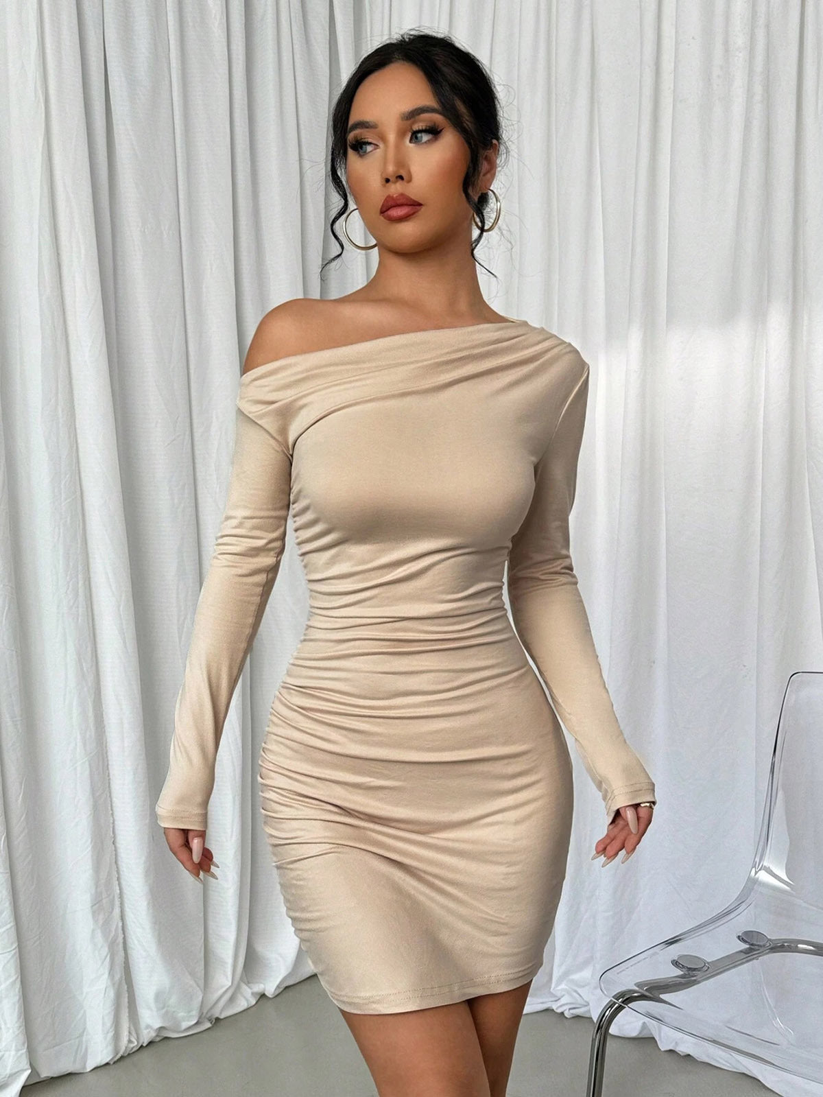 Femmes Robe Mini à Volants Off-Shoulder Chic und Stil