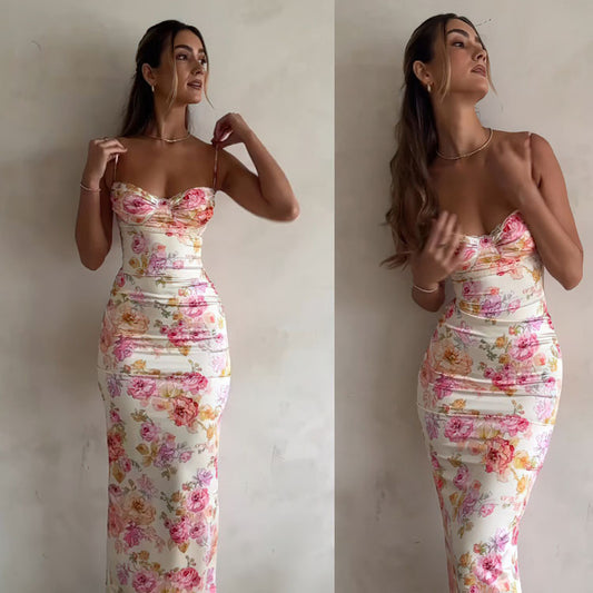 Chic and stylish women's floral bodycon maxi dress