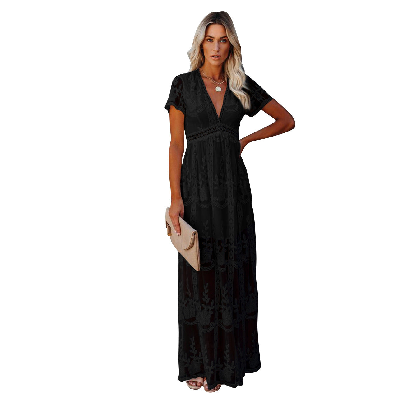 Robe maxi brodée élégante pour femmes Chic und Stil