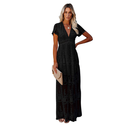 Robe maxi brodée élégante pour femmes Chic und Stil