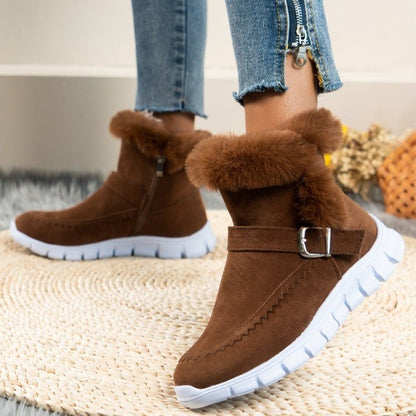 Bottes d'hiver pour femmes doublées avec fermeture éclair confortable et boucle décorative Chic und Stil
