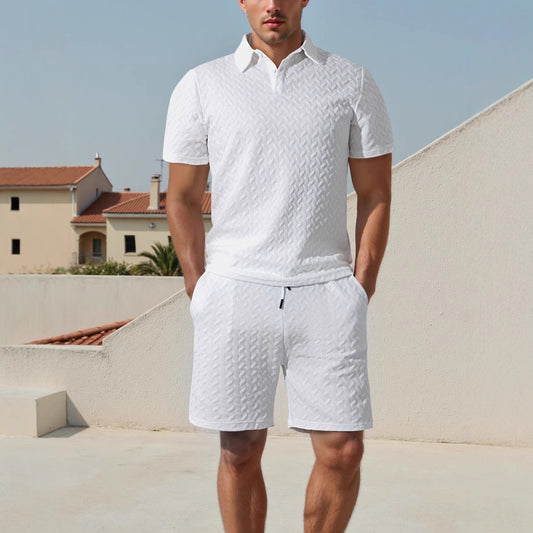 Ensemble de polo et shorts pour hommes avec design respirant et taille élastique Chic und Stil