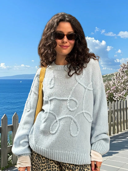 Pull en tricot à motif cable et coupe décontractée pour femmes Chic und Stil