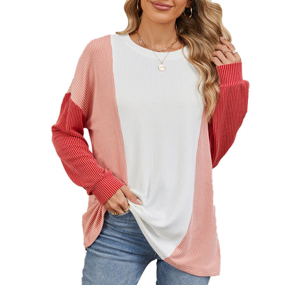 Pull oversized pour femmes avec design en rib côtelé texturé et accents modernes en coloris bloqués Chic und Stil