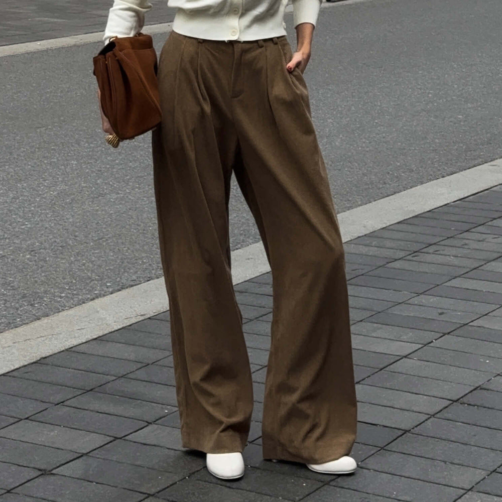 Wide corduroy pants for women with pleats Chic and Style