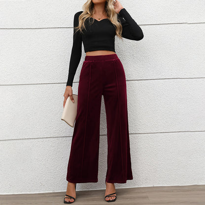 Women Velvet Wide Pants Chic and Style