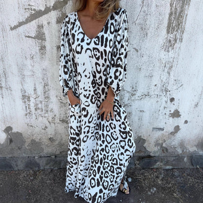 Robe maxi à décolleté en V pour femmes avec poches latérales et coupe décontractée Chic und Stil