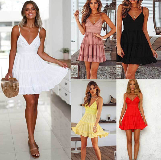 Robe d'été mini évasée pour femmes Chic und Stil