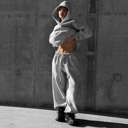 Ladies oversized casual hoodie and chic jogger pants