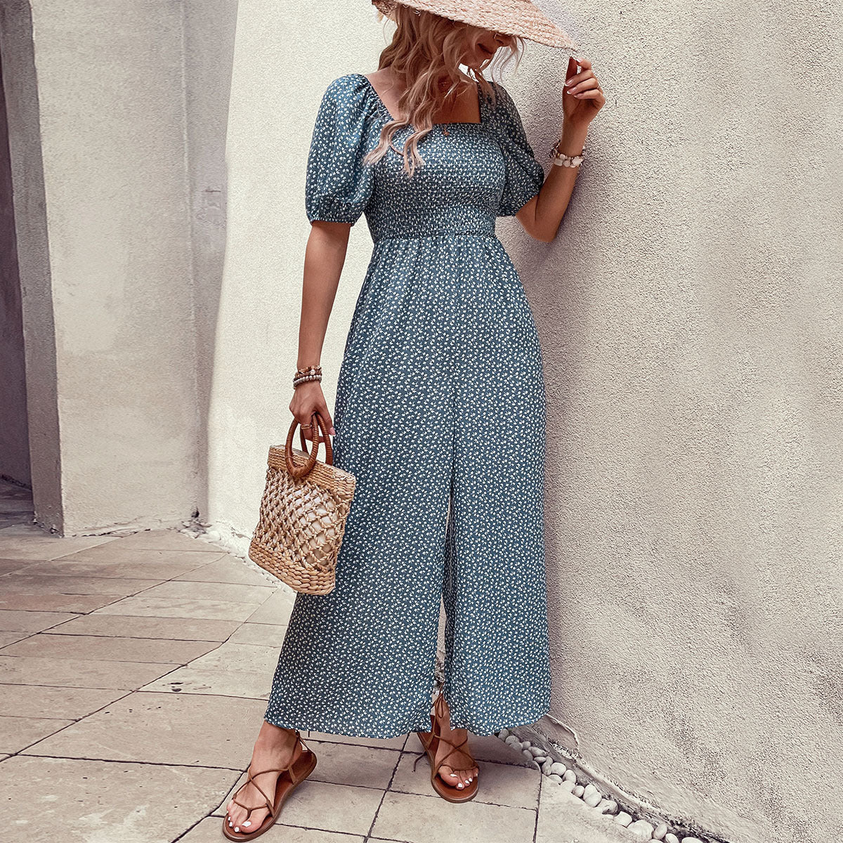 Dames Élégant Imprimé Floral Combinaison Chic und Stil