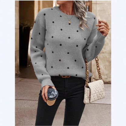 Pull en tricot douillet pour femmes avec un motif à pois tendance Chic und Stil