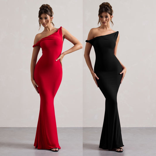 Robe maxi à une épaule élégante Chic und Stil