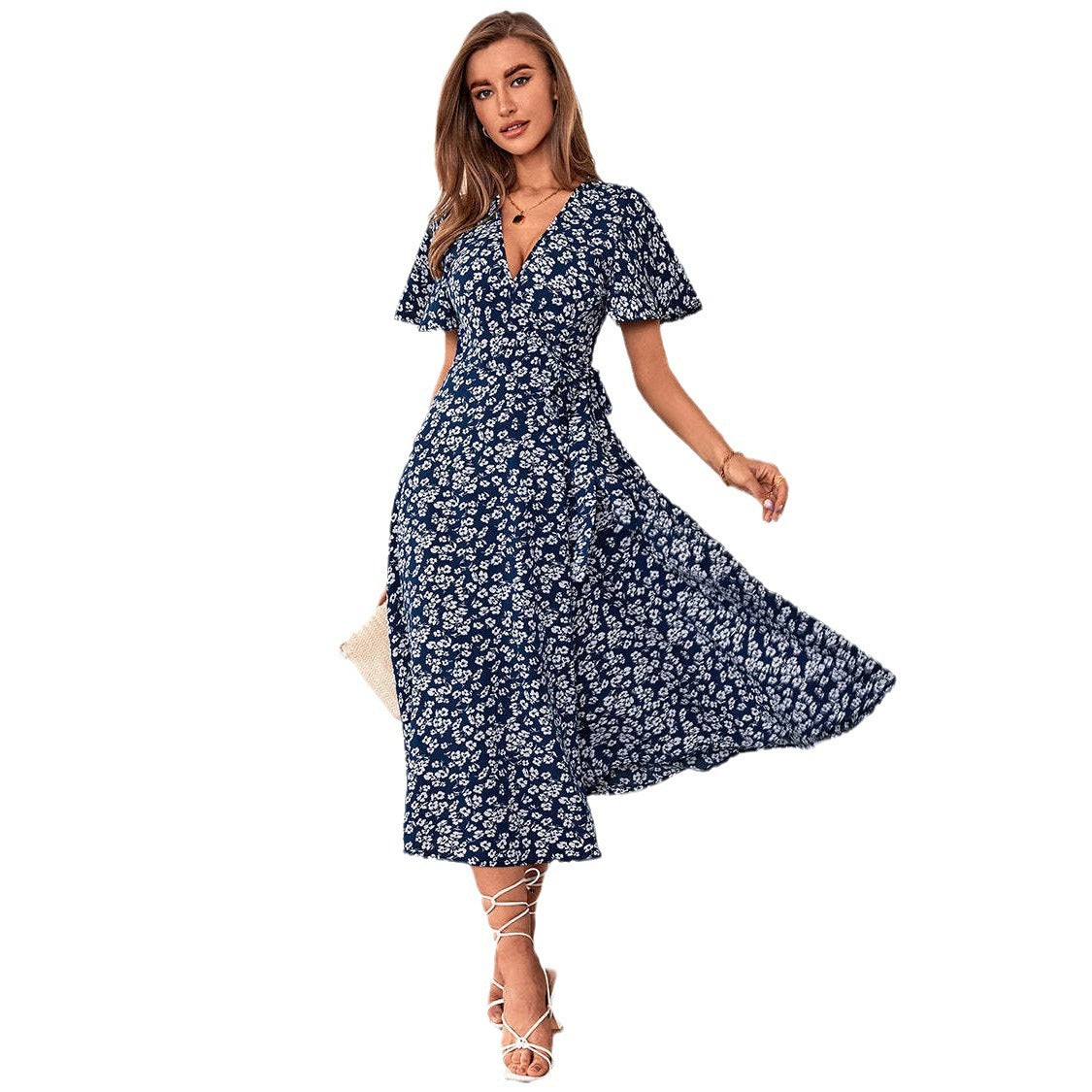 Dames Robe Maxi Fleurie à Enveloppe Chic und Stil 1751507269