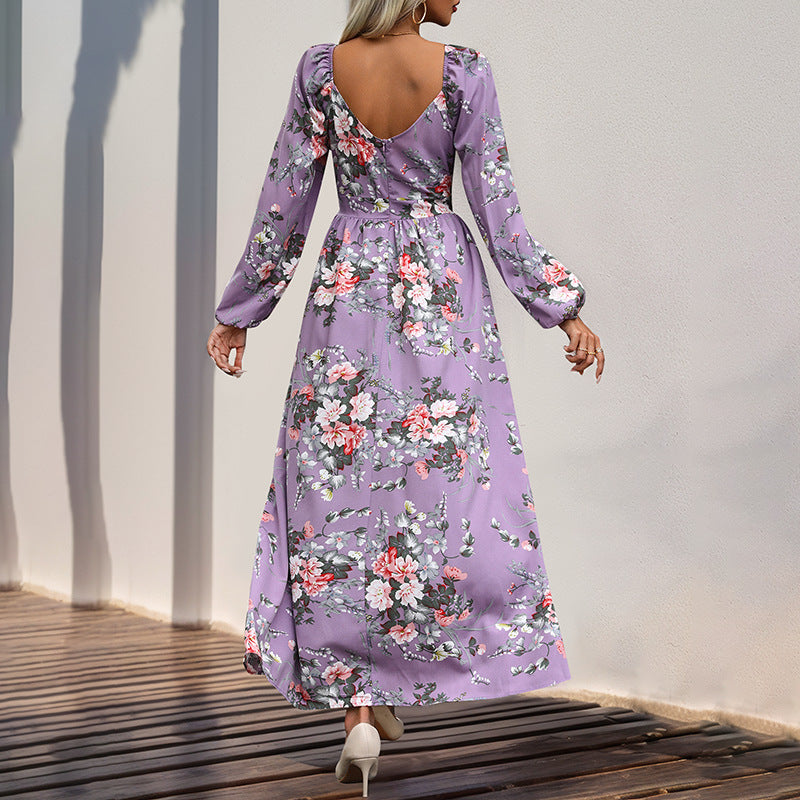 Robe maxi femme avec design floral et fente latérale Chic und Stil