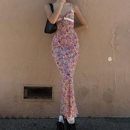 Robe maxi bodycon florale Chic und Stil pour femme