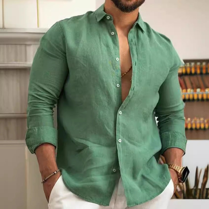 Chemise en lin classique pour hommes avec coupe moderne et patte de boutonnage pratique Chic und Stil