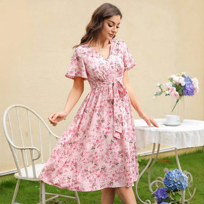 Femmes fleurs robe portefeuille Chic und Stil