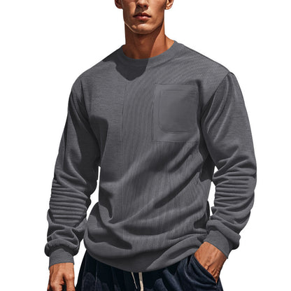 Hommes sweat-shirt décontracté avec design structuré et poche poitrine pratique Chic und Stil