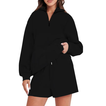 Pull à capuche décontracté pour femmes avec fermeture éclair courte et poches pratiques Chic und Stil