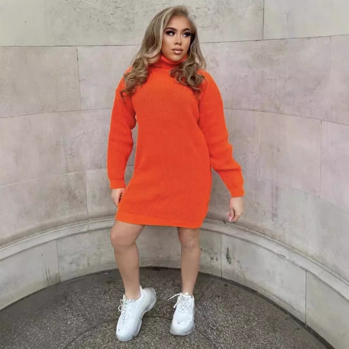 Pull en tricot oversized pour femmes avec col montant et coupe décontractée Chic und Stil
