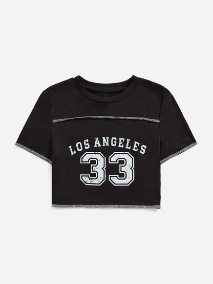 T-shirt pour femmes cropped avec impression graphique sportive Chic und Stil
