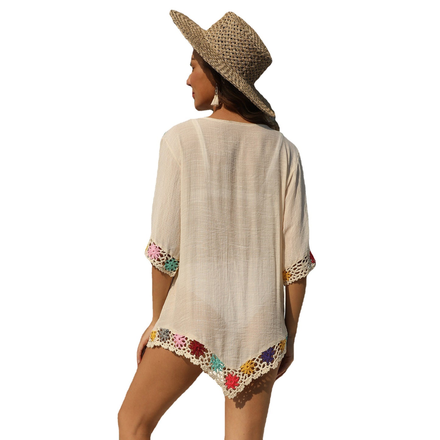 Tunique de plage brodée à franges pour femmes Chic und Stil