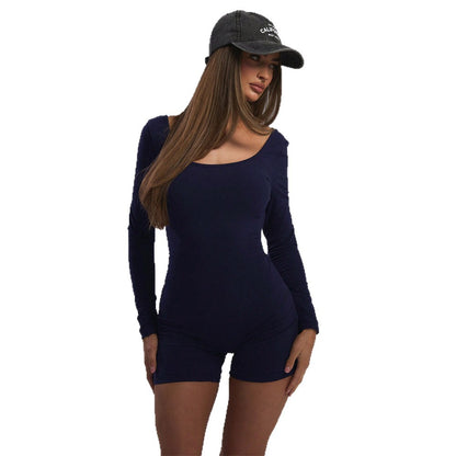 Body à manches longues pour femme avec coupe ajustée et décolleté en U à la mode Chic & Stil