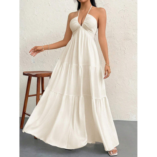 Robe maxi à dos nu en couches Chic und Stil pour femmes
