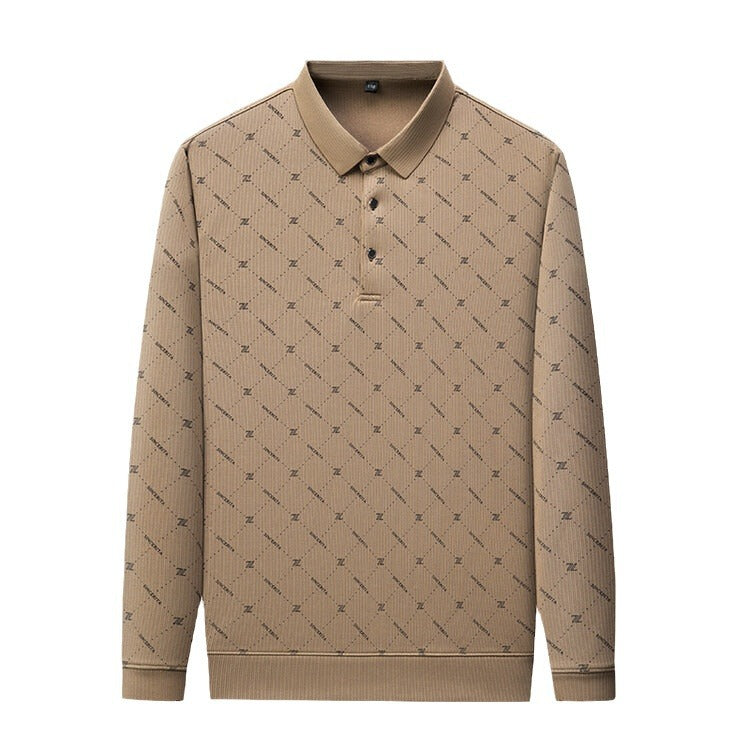 Men's Long Sleeve Polo with an innovative pattern and breathable properties Chic and Style