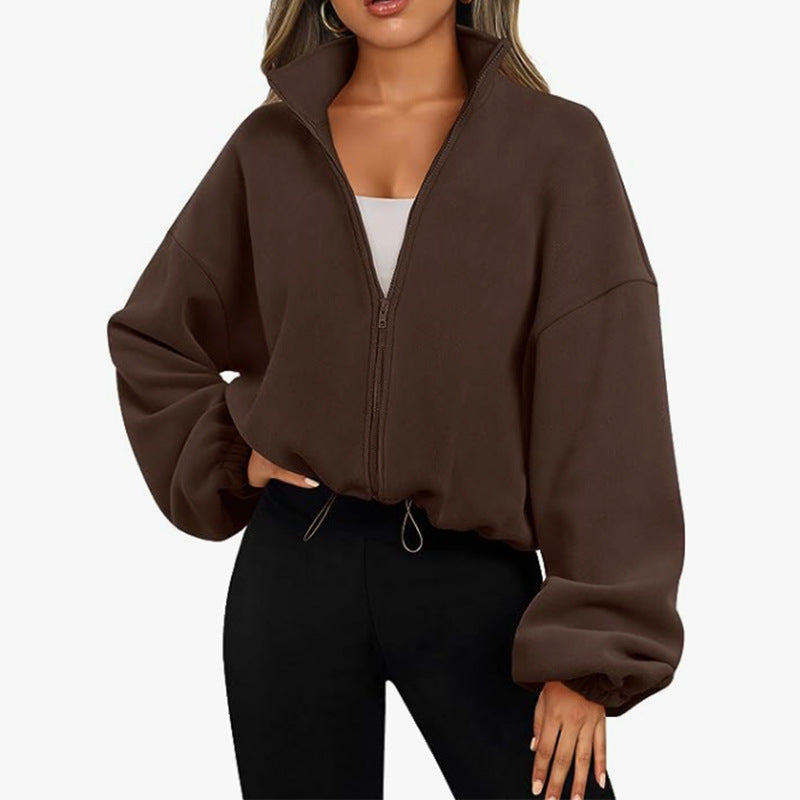 Pull oversized à col haut et fermeture éclair pour dames Chic und Stil