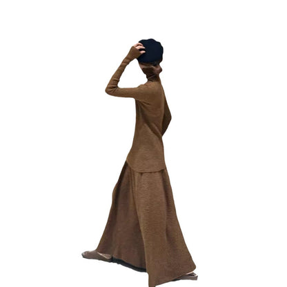 Robe en tricot élégante pour femmes avec col roulé étroit et coupe longue Chic und Stil