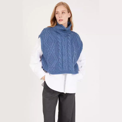 Pull en tricot tendance pour femmes avec col haut et motif en torsades Chic und Stil