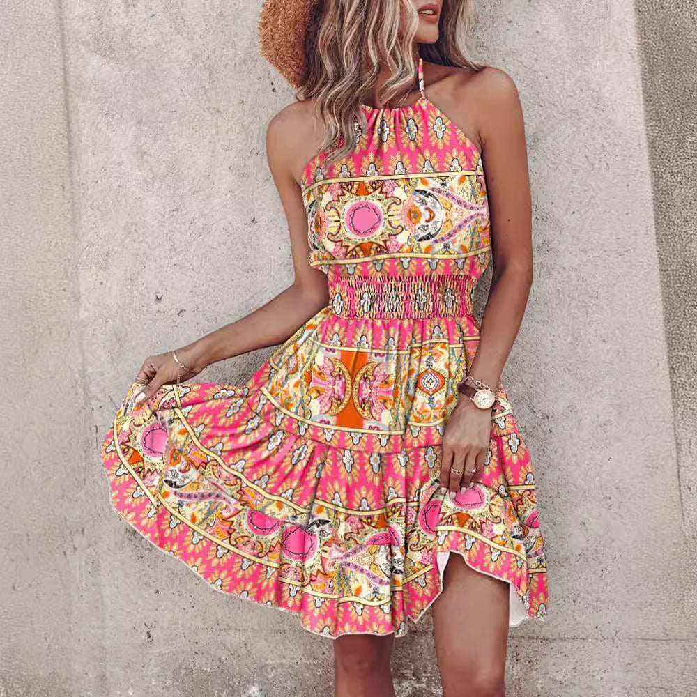 Robe bohème à col halter pour femme, chic et stylé