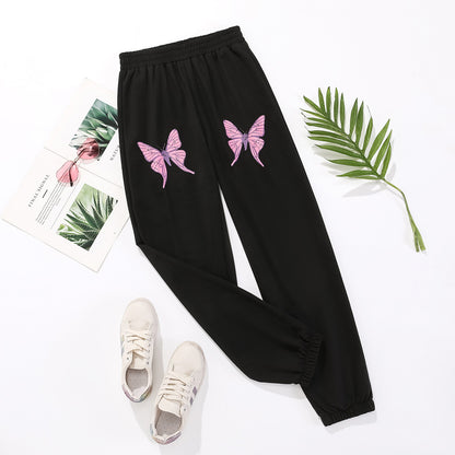 Women's sports pants with colorful butterfly details Chic and Style