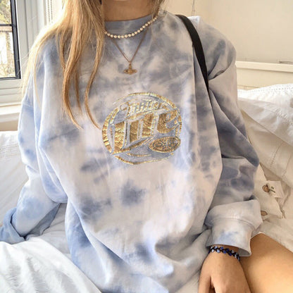Women Oversized Sweatshirt with unique batik pattern and shiny application Chic and Style