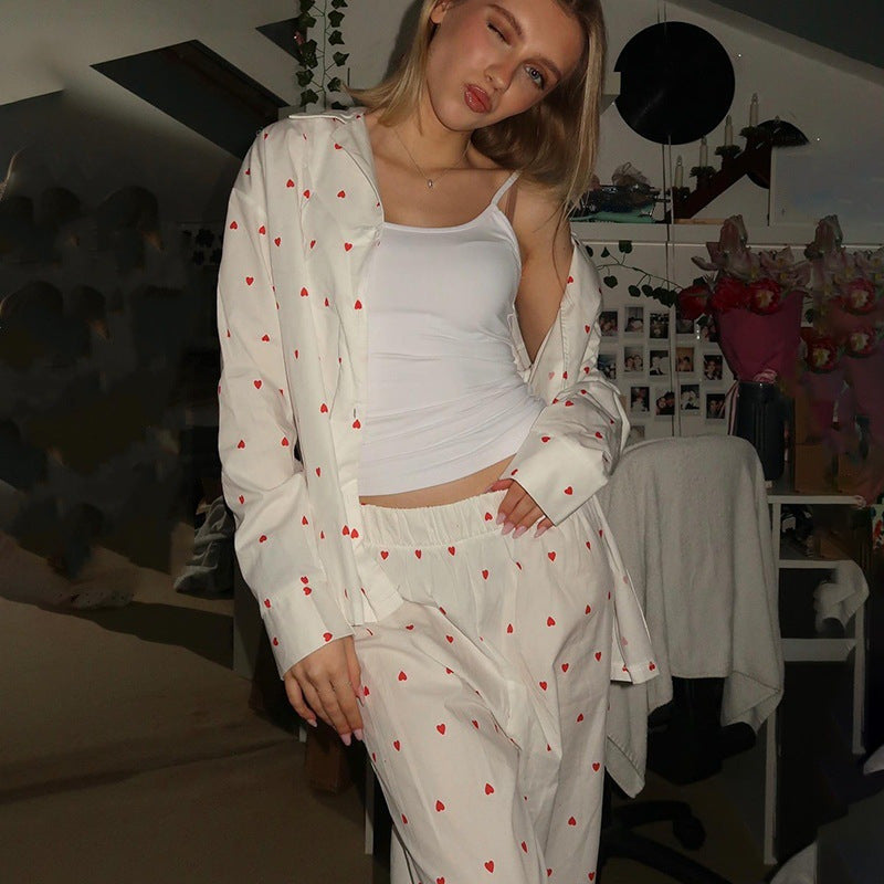 Comfortable night pants for ladies with hearts Chic and Style