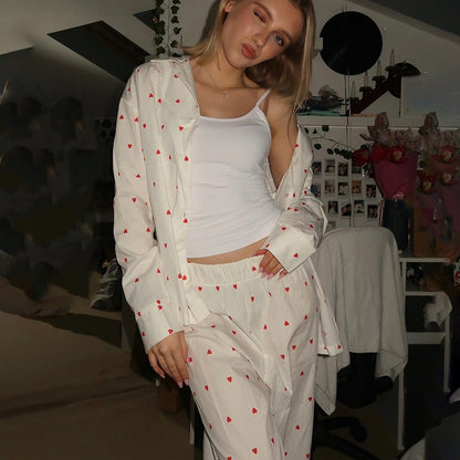 Comfortable night pants for ladies with hearts Chic and Style