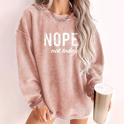 Pull oversized décontracté pour femmes avec impression statement et texture côtelée Chic und Stil