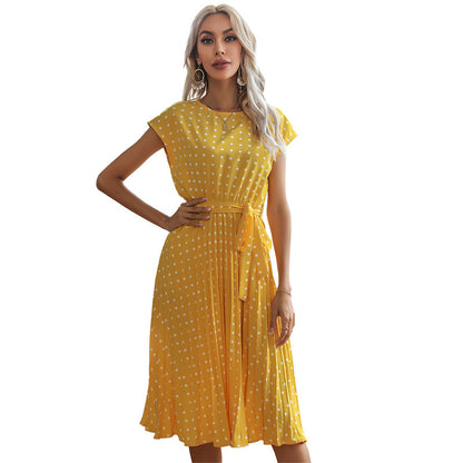 Robe A-ligne à pois pour femmes avec cordon de taille Chic und Stil